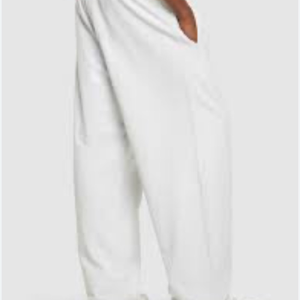ADIDAS White regular Fit Trackpants basketball Elastic Waist Sz L